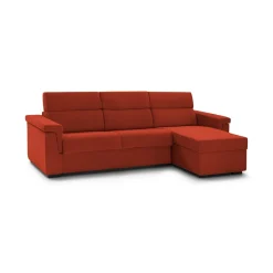 Divano Fisso con Penisola Arancione Sfoderabile Reversibile 285x160 cm, Idrorepellente Multiposizione Made in Italy - Cintano