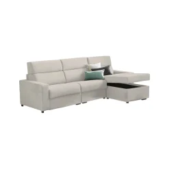 Divano Fisso con Penisola Beige Sfoderabile Reversibile 285x160 cm, Idrorepellente Multiposizione Made in Italy - Ceto