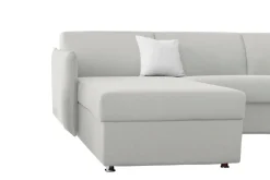 Divano Fisso con Penisola Grigio Chiaro Sfoderabile Idrorepellente Multiposizione 280x160 cm, Lavabile Made in Italy - Vigonovo