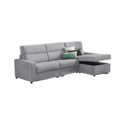 Divano Fisso con Penisola Grigio Sfoderabile Reversibile 285x160 cm, Idrorepellente Multiposizione Made in Italy - Ceto