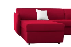 Divano Fisso con Penisola Rosso Sfoderabile Reversibile 260x160 cm, Idrorepellente Multiposizione Made in Italy - Posina