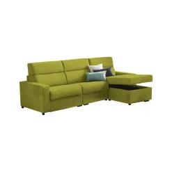 Divano Fisso con Penisola Verde Sfoderabile Reversibile 285x160 cm, Idrorepellente Multiposizione Made in Italy - Ceto