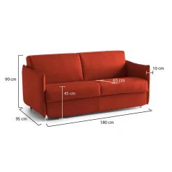 Divano Fisso 2 Posti Arancione Sfoderabile Idrorepellente 180x95x90h cm, Lavabile Made in Italy - Varedo