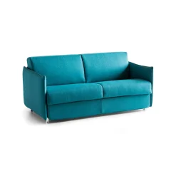 Divano Fisso 2 Posti Azzurro Sfoderabile Idrorepellente 160x95x90h cm, Lavabile Made in Italy - Monleale