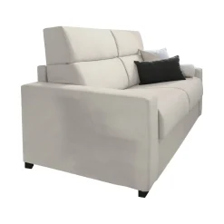 Divano Fisso 3 Posti Beige Sfoderabile Lavabile 220x95 cm, Braccioli Made in Italy - Ozegna