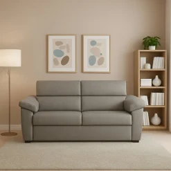 Divano Fisso 2 Posti Grigio Tortora Sfoderabile Idrorepellente 200x95x100h cm, Lavabile Made in Italy - Letino
