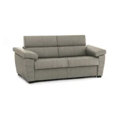 Divano Fisso 3 Posti Grigio Tortora Sfoderabile Lavabile 225x95 cm, Braccioli Made in Italy - Giffone