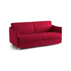 Divano Fisso 3 Posti Rosso Sfoderabile Lavabile 200x95 cm, Braccioli Made in Italy - Severo