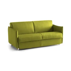 Divano Fisso 3 Posti Verde Sfoderabile Lavabile 200x95 cm, Braccioli Made in Italy - Severo
