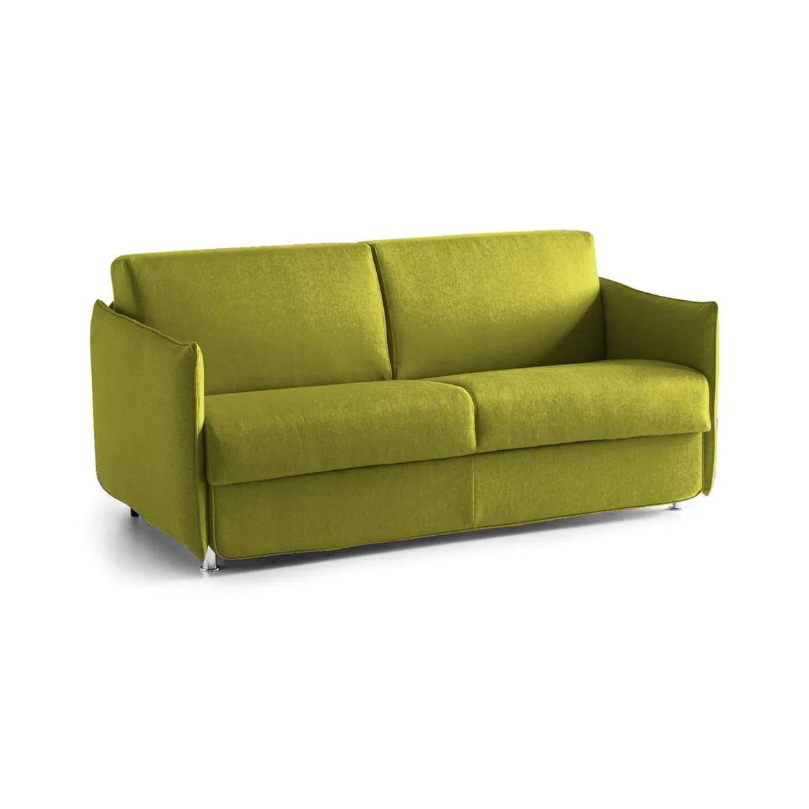 Divano Fisso 3 Posti Verde Sfoderabile Lavabile 200x95 cm, Braccioli Made in Italy - Severo