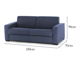 Divano in legno e ferro rivestito in tessuto blu 220x95x70h cm - Lepidolite