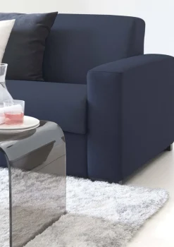 Divano in legno e ferro rivestito in tessuto blu 220x95x70h cm - Lepidolite