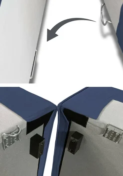 Divano in legno e ferro rivestito in tessuto blu 240x170x70h cm - Ameli