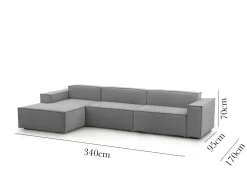 Divano in legno e ferro rivestito in tessuto rosso 220x95x70h cm - Lepidolite