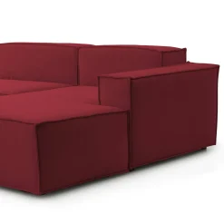 Divano in legno e ferro rivestito in tessuto rosso 300x170x70h cm - Ananas