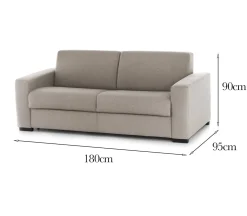 Divano in legno e ferro rivestito in tessuto tortora 200x95x90h cm - Eletta