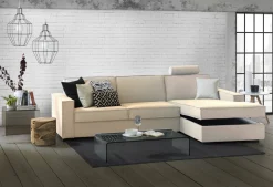 Divano in metallo rivestito in tessuto beige 260x95x90h cm - Assobasso