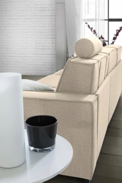 Divano in metallo rivestito in tessuto beige 260x95x90h cm - Assobasso