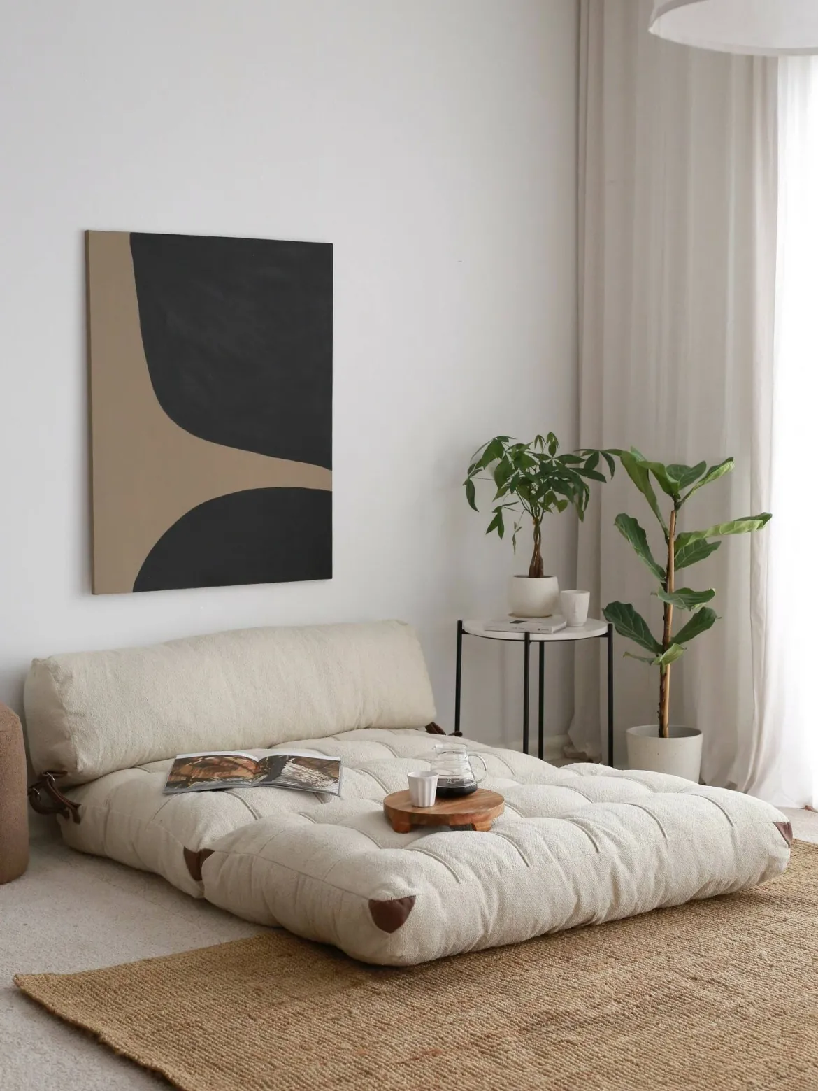 Divano letto comodo crema 120x75cm - Surigae