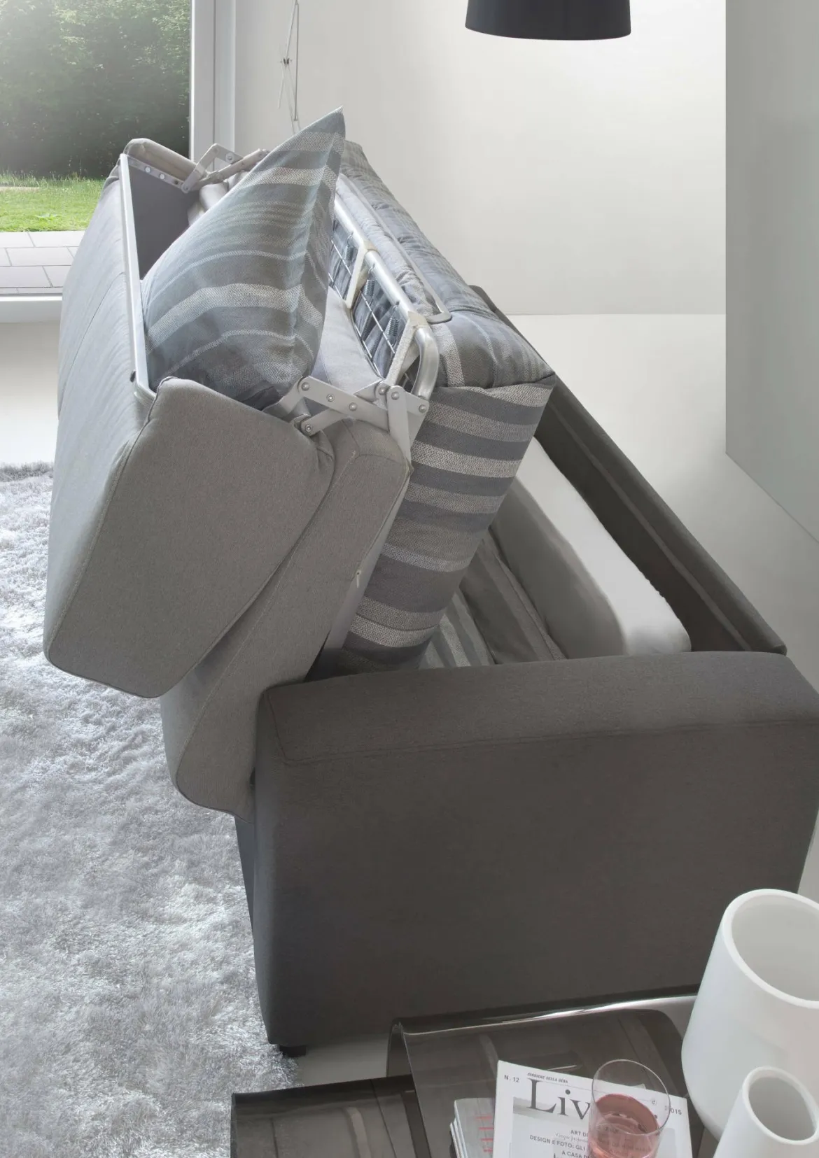 Divano letto compatto grigio e antracite 200x95cm - Zinnia