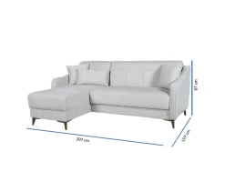 Divano Letto con Penisola Beige Contenitore Cuscini Sfoderabili 210x149 cm, Reclinabile - Pergola