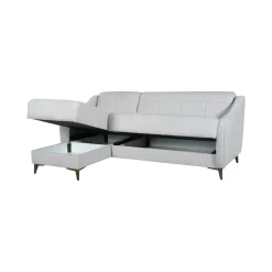 Divano Letto con Penisola Beige Contenitore Cuscini Sfoderabili 210x149 cm, Reclinabile - Pergola