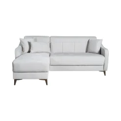 Divano Letto con Penisola Beige Contenitore Cuscini Sfoderabili 210x149 cm, Reclinabile - Pergola