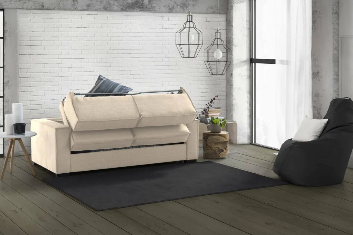 Divano letto con penisola beige 260x95cm - Afar