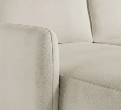 Divano Letto con Penisola Bianco Crema Contenitore Reclinabile 229x148 cm, Cuscini Sfoderabili - Rezzo