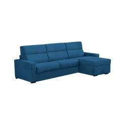 Divano Letto con Penisola blu Sfoderabile Contenitore 285x160 cm, Idrorepellente Multiposizione Made in Italy - Ganzaria