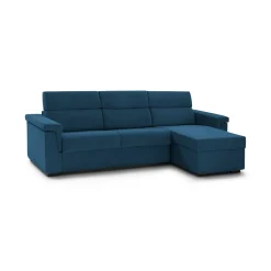 Divano Letto con Penisola blu Sfoderabile Contenitore 285x160 cm, Idrorepellente Multiposizione Made in Italy - Ganzaria