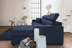 Divano letto con penisola blu 280x95cm - Allevatore