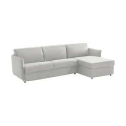 Divano Letto con Penisola Grigio Chiaro Sfoderabile Contenitore 260x160 cm, Idrorepellente Multiposizione Trasformabile in Letto Made in Italy