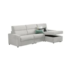 Divano Letto con Penisola Grigio Chiaro Sfoderabile Contenitore 280x160 cm, Idrorepellente Multiposizione Trasformabile in Letto Made in Italy