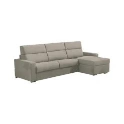 Divano Letto con Penisola Grigio Tortora Sfoderabile Contenitore 280x160 cm, Idrorepellente Multiposizione Trasformabile in Letto Made in Italy