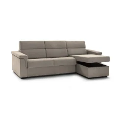 Divano Letto con Penisola Grigio Tortora Sfoderabile Contenitore 285x160 cm, Idrorepellente Sfoderabile Trasformabile Made in Italy - Tolle