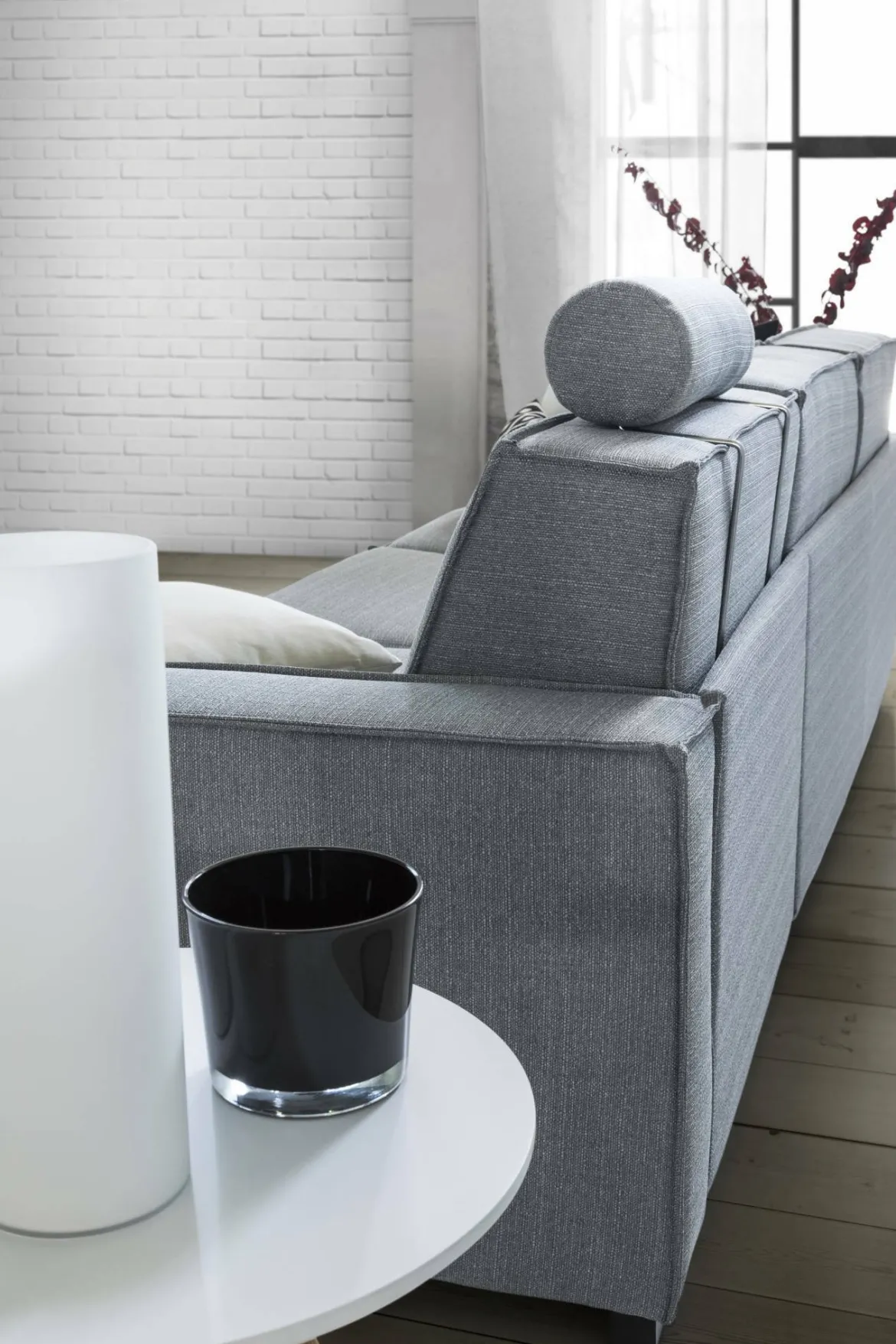 Divano letto con penisola grigio 280x95cm - Achico