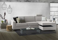 Divano letto con penisola grigio 280x95cm - Achico
