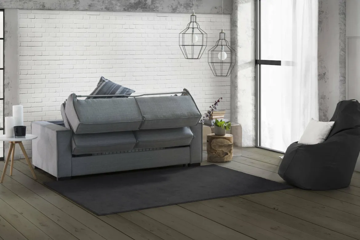 Divano letto con penisola grigio 280x95cm - Achico