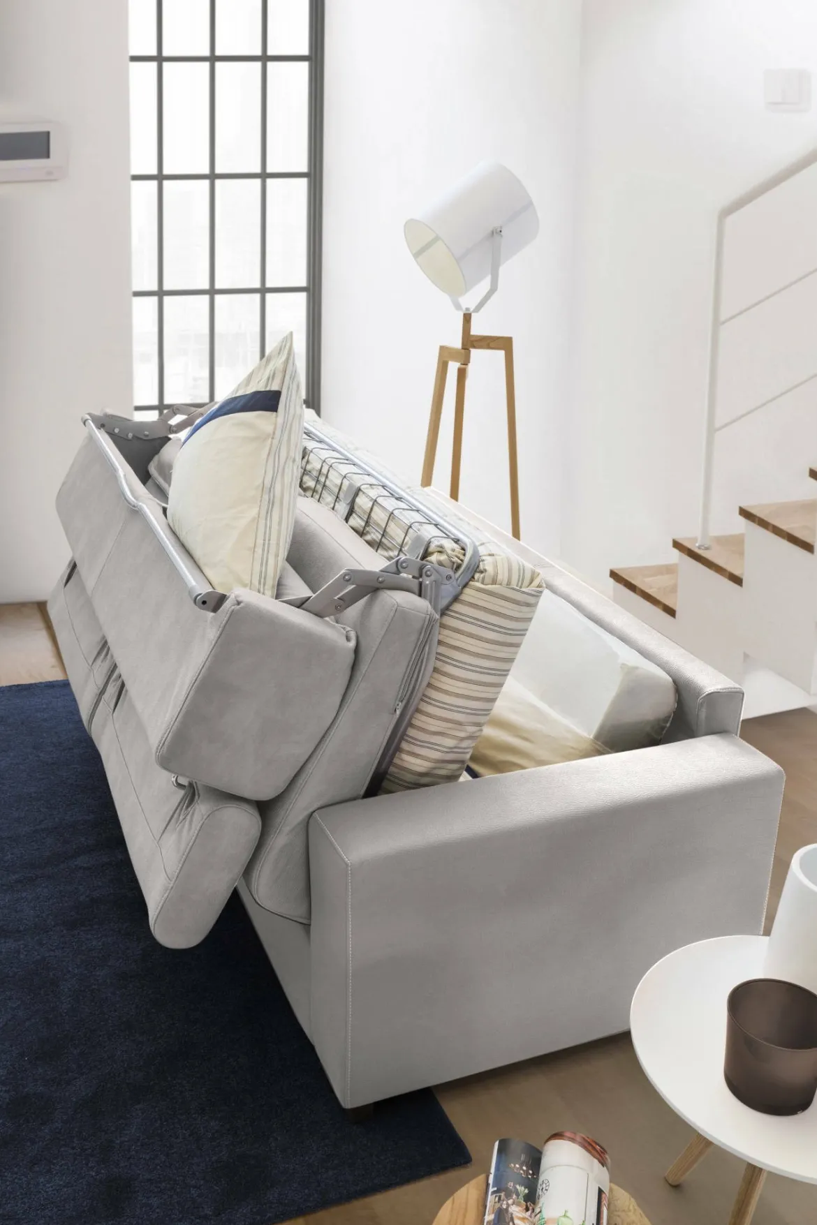 Divano letto con penisola grigio 280x95cm - Achico