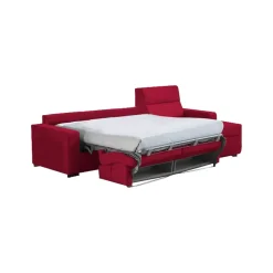Divano Letto con Penisola Rosso Sfoderabile Contenitore 285x160 cm, Idrorepellente Multiposizione Made in Italy - Ganzaria