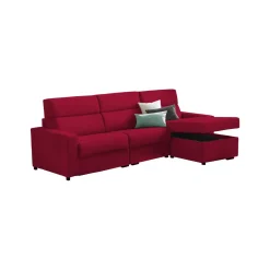 Divano Letto con Penisola Rosso Sfoderabile Contenitore 285x160 cm, Idrorepellente Multiposizione Made in Italy - Ganzaria