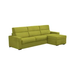 Divano Letto con Penisola Verde Sfoderabile Contenitore 280x160 cm, Idrorepellente Multiposizione Trasformabile in Letto Made in Italy - Celleno