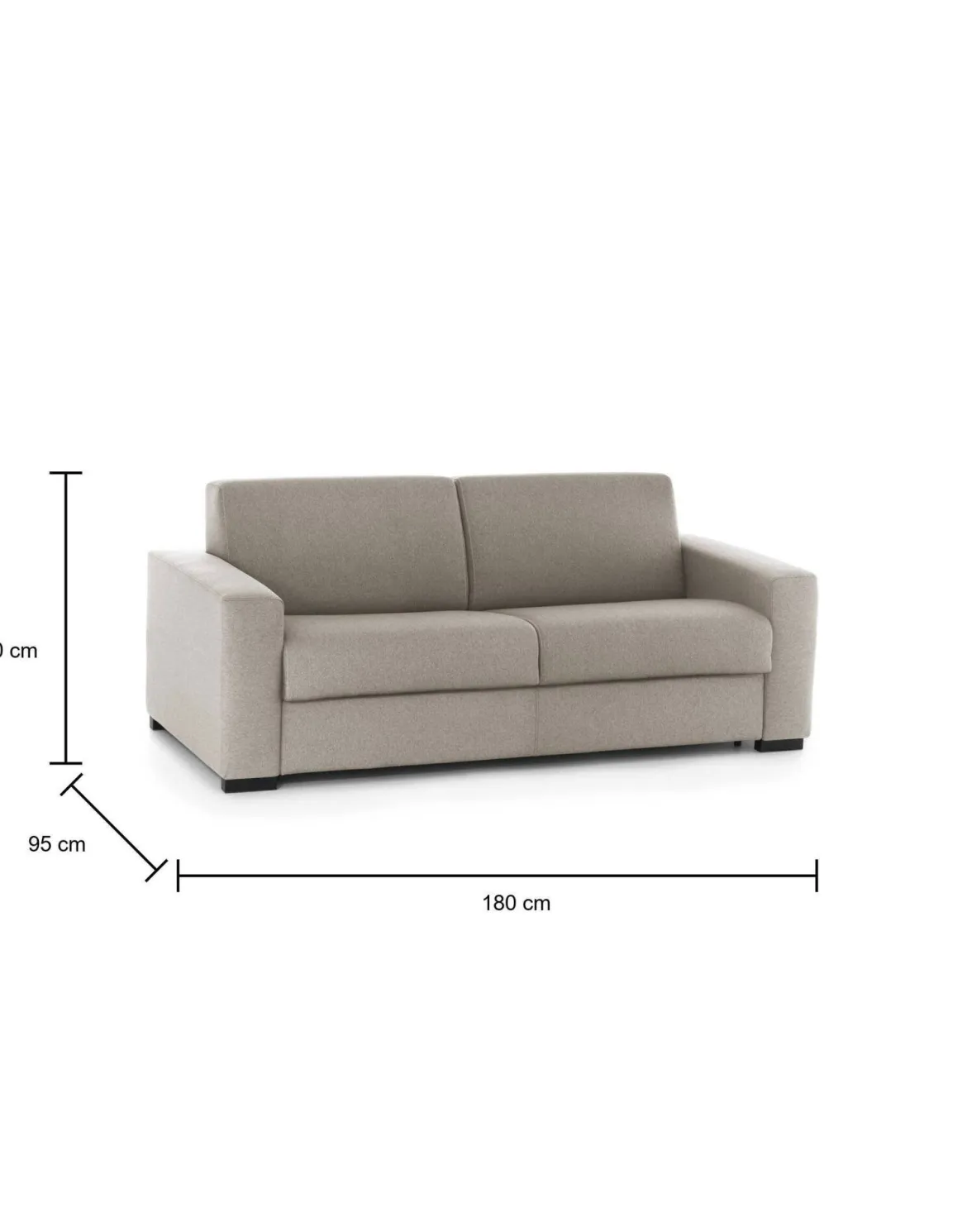 Divano letto con porta cuscini tortora 180x95cm - Asimi
