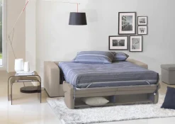Divano letto con porta cuscini tortora 180x95cm - Asimi