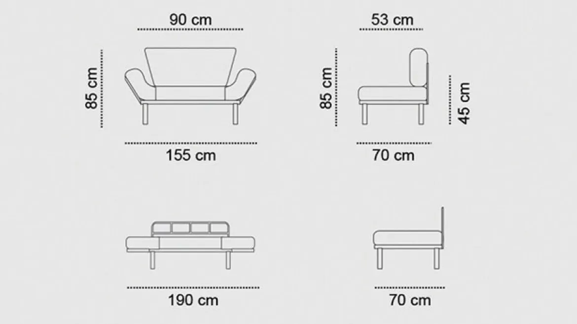 Divano letto design crema 155x70cm - Guchol