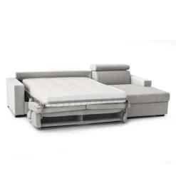 Divano letto in legno massello grigio e antracite 220x95cm - Estia