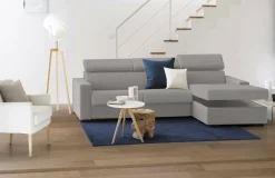 Divano letto in legno massello grigio e antracite 220x95cm - Estia