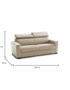 Divano letto in tessuto beige 200x95cm - Amalfi