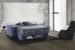 Divano letto in tessuto blu 180x95cm - Alisa